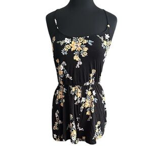 H&M Divided Black Floral Romper size small